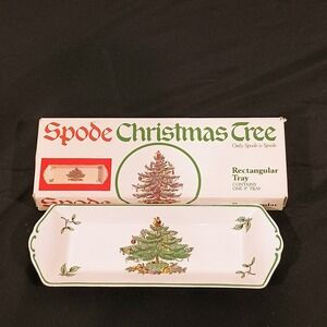Spode Christmas Tree Rectangular Tray 9 Inch S3324-T Made in England with Box